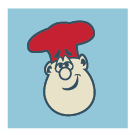 mascot face on a blue background